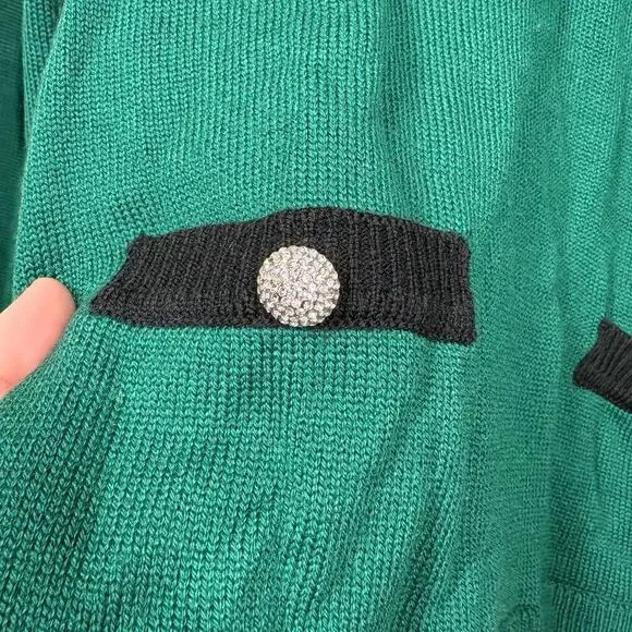 Karl Lagerfeld Medium Layered Look Sweater Veridian Green Long Sleeves - Picture 6 of 10